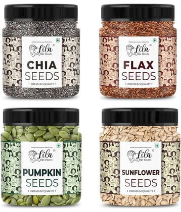 LILA DRY FRUITS 4 Superseed Combo 400g Jar Pack Chia, Pumpkin, Sunflower & Flax