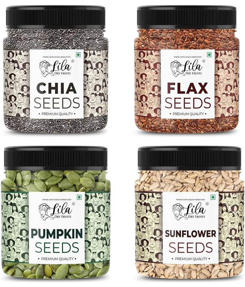 LILA DRY FRUITS 4 Superseed Combo 400g Jar Pack Chia, Pumpkin, Sunflower & Flax