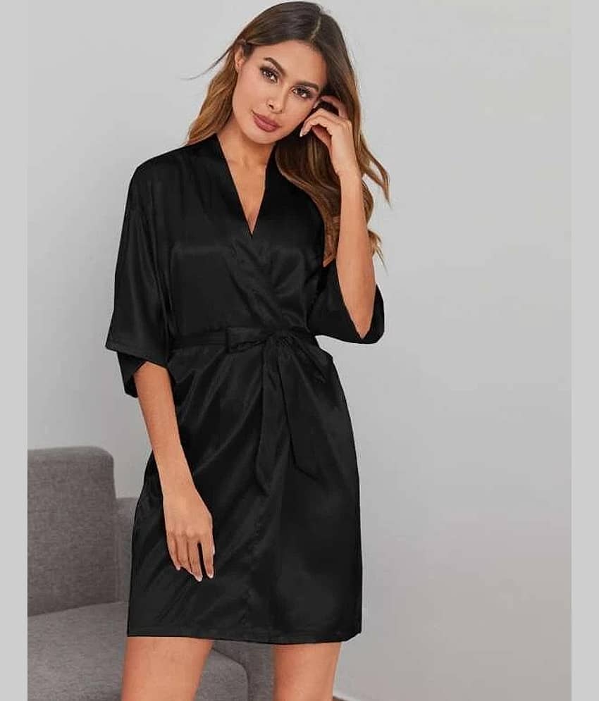 Celosia Satin Robes - Black Single