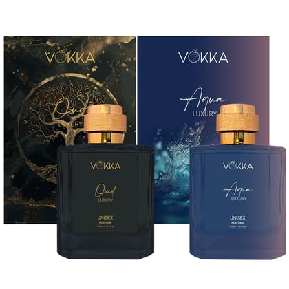 VOKKA Oud & Aqua 200 ml Pack of 2 x 100ml Unisex Luxury Long Lasting Perfume