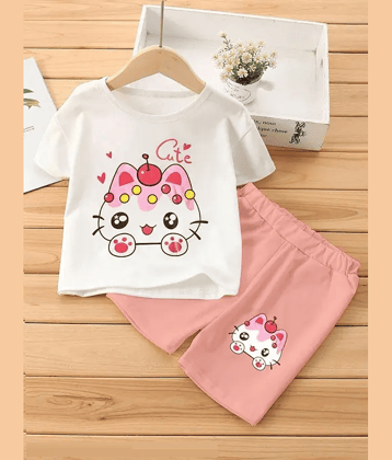 VELION Pack of 1 Girls Cotton Blend Top With Shorts ( PeachPuff )
