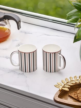 TUXEDO STRIPES TEA & COFFEE MUGS (Pack Of 2)