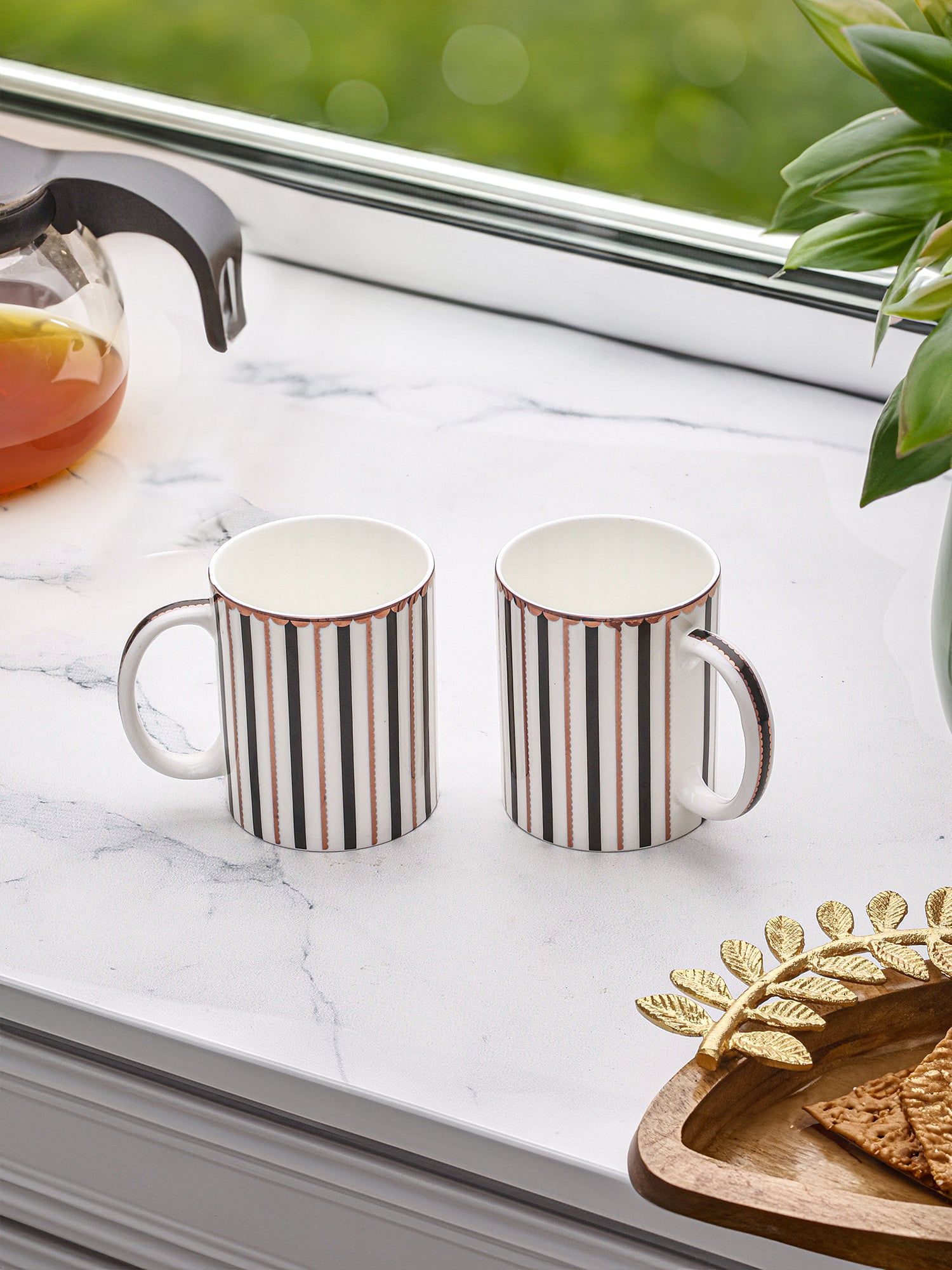 TUXEDO STRIPES TEA & COFFEE MUGS (Pack Of 2)