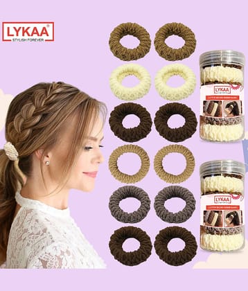 Lykaa Soft Cotton Stretchable rubber band hair ties ponytail holder Head band For Women -12 Pcs