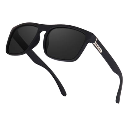 UV Protected Retro Square Polarized Sunglasses for Men and Women-Black