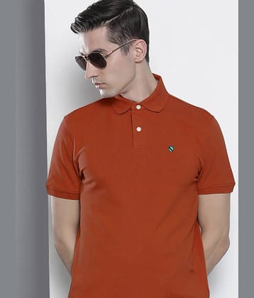 Merriment Cotton Blend Regular Fit Solid Half Sleeves Men's Polo T Shirt - Rust Brown ( Pack of 1 )