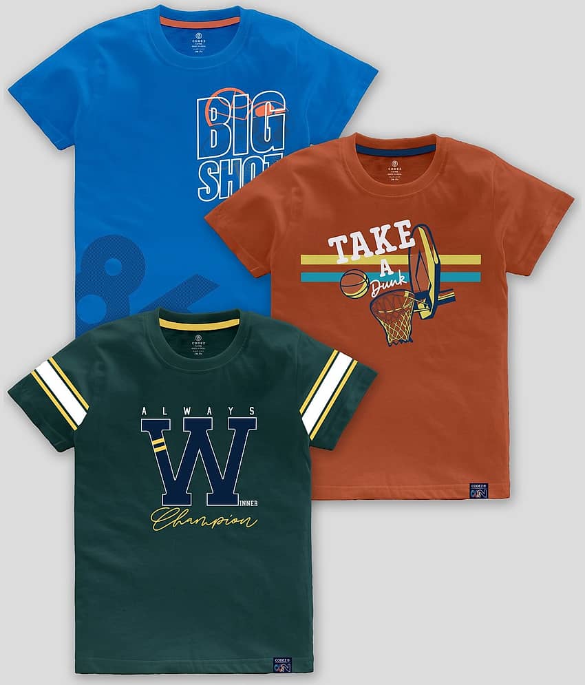 CODEZ Pack of 3 Boys Cotton Blend T-Shirt ( Multicolor )