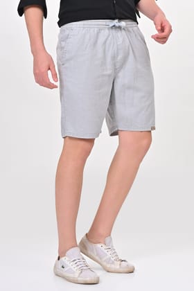 Impel - Cotton Linen Shorts - Silver-S-30 / SILVER