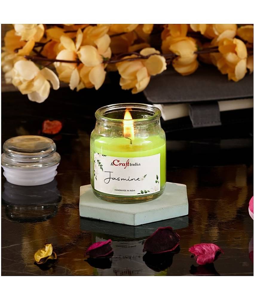 eCraftIndia Jasmine Votive Jar Candle Scented - Pack of 1