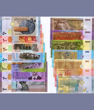Rare 50 - 5000 Pounds ~ Syria ~ GEM UNC 7 Different Notes Set