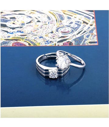 SILVERSHINE,silver plated winsome and withstand design with round pretty diamond adjustable couple ring for men and women.