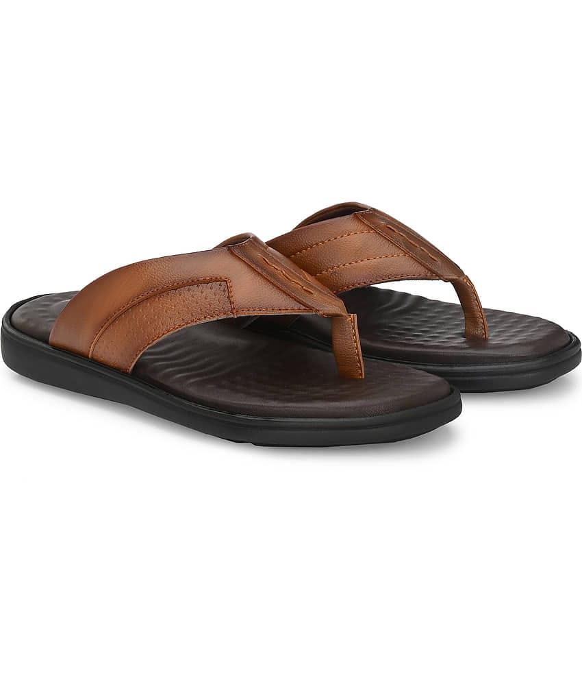 Leeport Brown Men's Thong Flip Flop