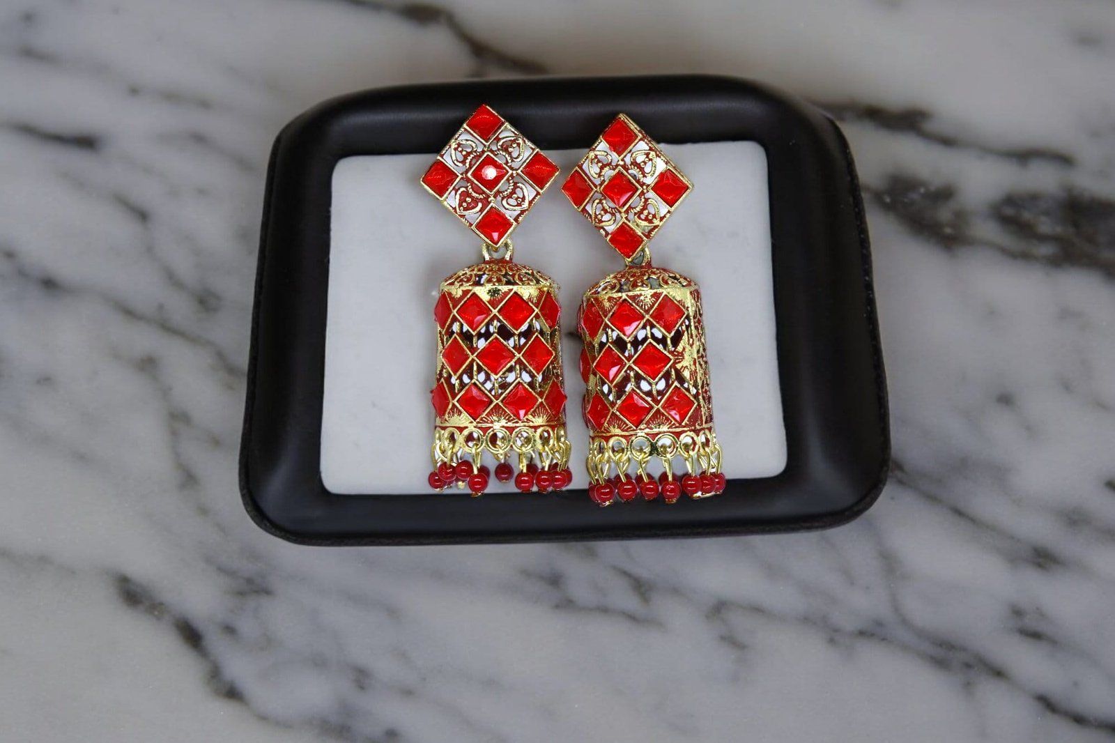 Red Dangling Earrings