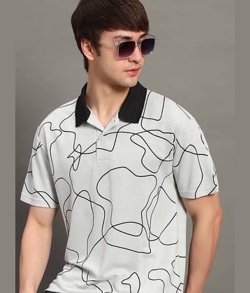 GET GOLF Men Cotton Blend Regular Fit Printed Polo T Shirt ( Grey )