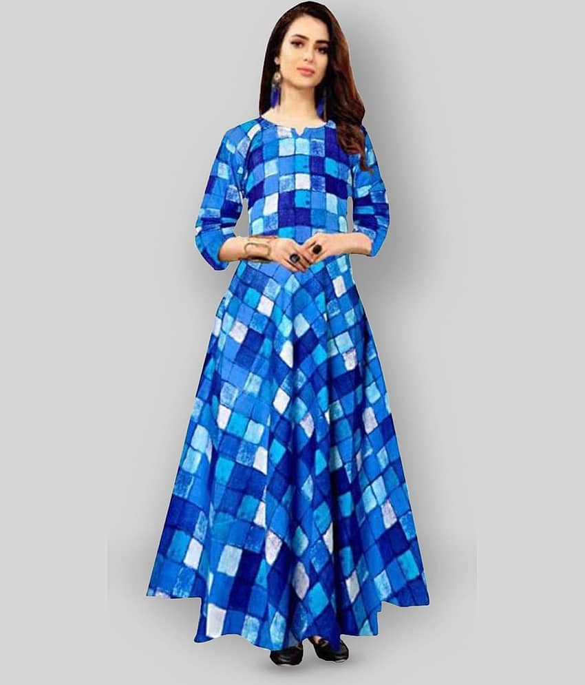 Frionkandy - Blue Rayon Women's A-line Dress ( Pack of 1 )