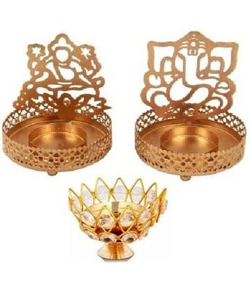 Fashion Bizz Iron, Brass Table Diya - Pack of 3