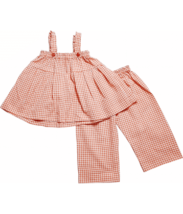 harshvardhanmart.com Girls 100% Cotton Top With Palazzo ( Peach )
