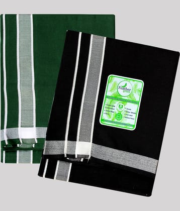 Feather Green - Multicolor Cotton Men's Lungi ( Pack of 2 )