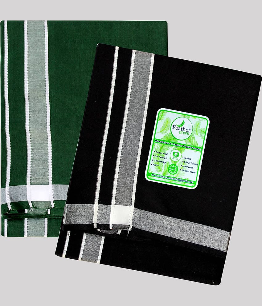 Feather Green - Multicolor Cotton Men's Lungi ( Pack of 2 )