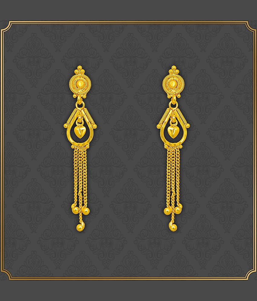LUV FASHION Golden Drop Earrings ( Pack of 1 )