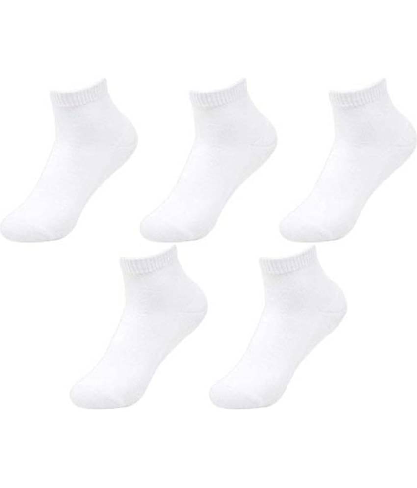 Creature - Cotton Men's Solid White Ankle Length Socks ( Pack of 5 )