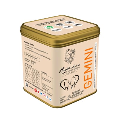 Gemini Strawberry Tea - A Vibrant Zodiac Blend for the Synergizer (50 gm - Makes 40 Cups of Tea) by M/S RADHIKAS FINE TEAS AND WHATNOTS
