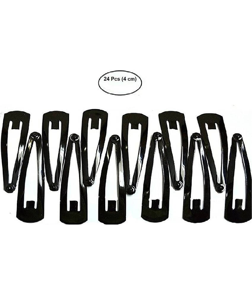 FOK Set of 24 Pcs-12 Pairs (4 cm) Black Metal Triangular Tik Tak Hair Pins