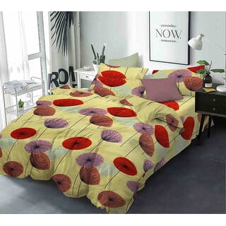 BLACK BEE  Almond floral print bedsheet double bedsheet with 2 Pillow Covers (208 X 213 cm)(BS6-08)