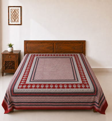 Hand Block Printed Bagh Cotton Double Bedsheet 