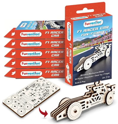Funvention Fun Fidget F1 Racer Car (Return Gift Pack of 12) DIY Mechanical Model Kit for Kids | 3D Puzzle with Geared Mechanism | Birthday Return Favour Gifts Pack | STEM Build & Play Toy Age 5+