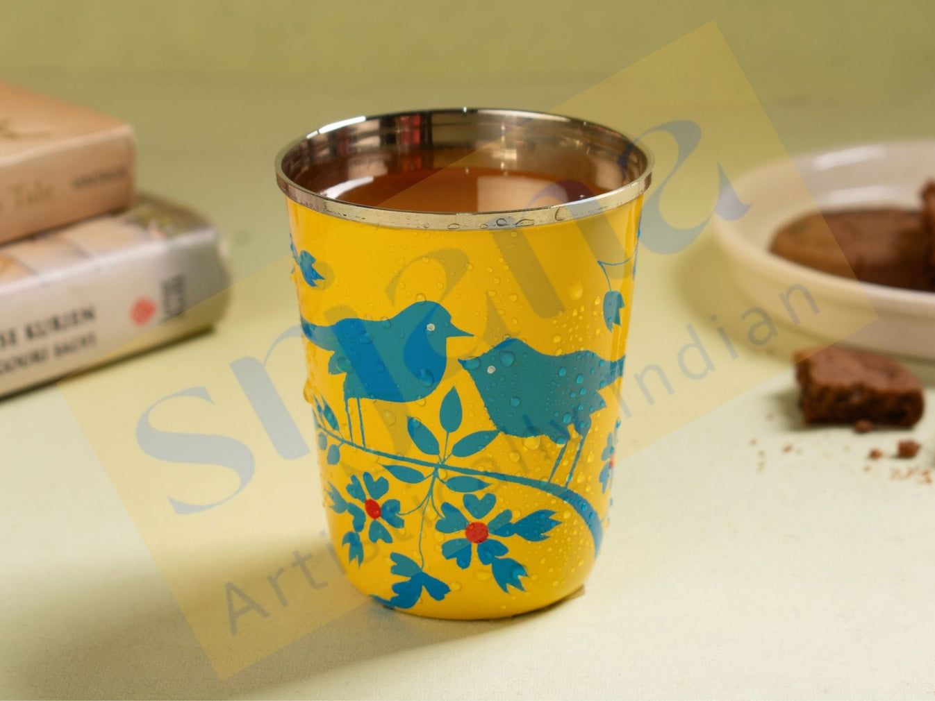 Srjana Hand Painted Steel Glass 180 ml  1pc