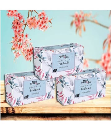 Mirah Belle - Organic Goat Milk, Patchouli Healing Soap 125gm (Pack of 3) - For Blemished, Acne & Infection Prone Skin- Handmade Soap 375gm