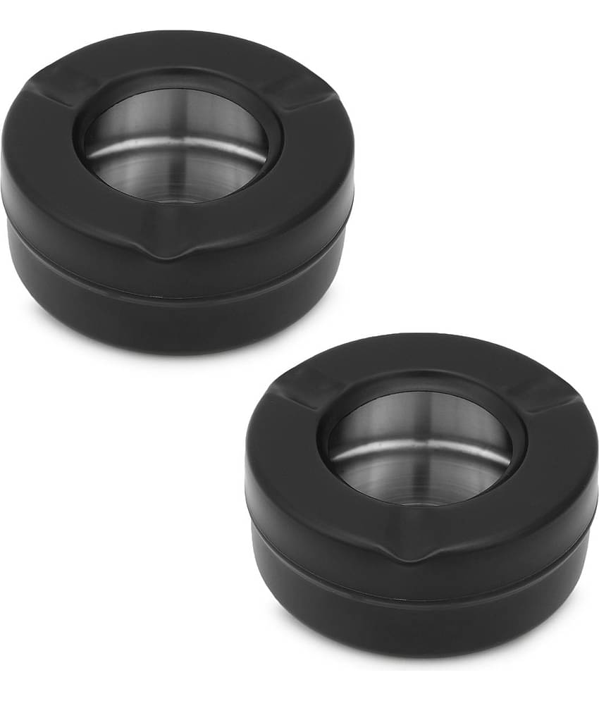 Black Lid Ash Tray - Set of 2