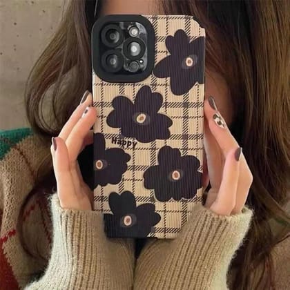 Vintage Checks Retro Floral Flower Textured iPhone Soft Silicone Case-iPhone 14 Pro Max