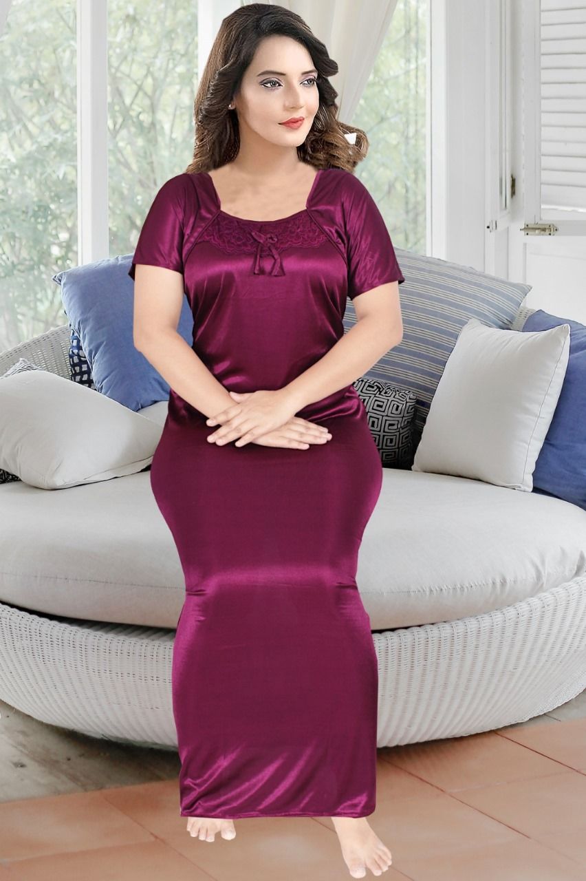 Soft Satin Wine Nighty