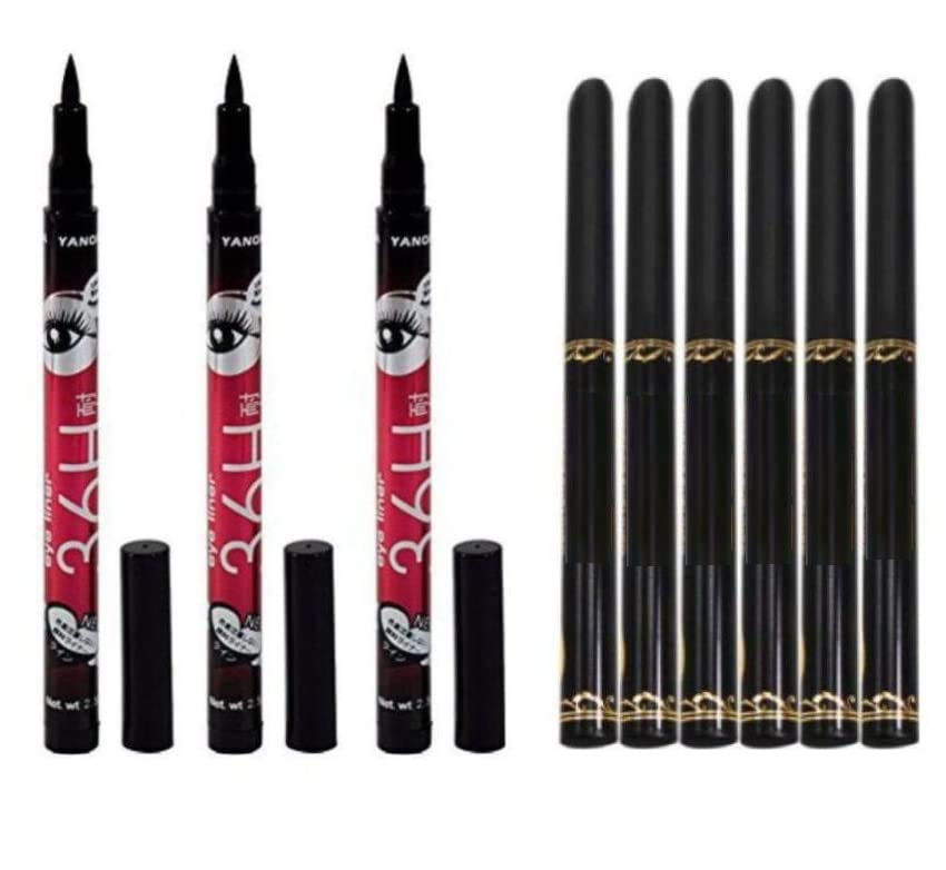 Elecsera Black Eyeliner Pack of 6pcs with 3 Sketch Pen Eyeliner 2.5 g 2.5 g (Black) - Makeup - Eyes | Buy online on ZillyBuy
