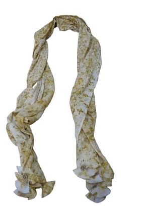 TULIP Traditional Artisians' Upliftment Livelihood Program Lightweight Scarf, White with Gold Floral Print, Sheer Fabric, Fashion Accessory