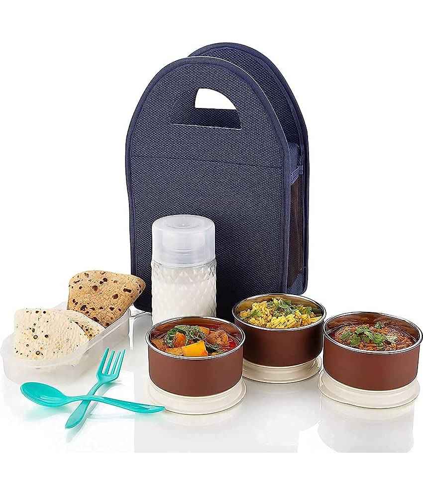 NCMART - Blue Stainless Steel Lunch Box ( Pack of 1 )