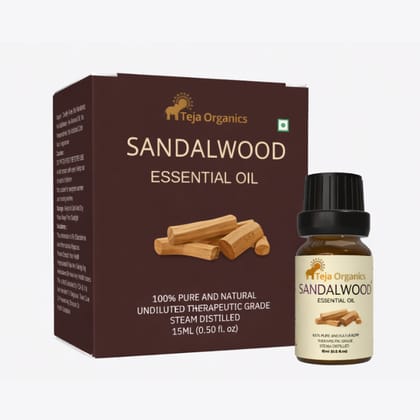 Sandalwood Essential Oil 15ml | 100% Pure & Natural | Warm, Woody, Soft & Sweet Fragrance | Reduces stress & promotes calmness | Skin Toner | Aromatherapy | Beauty and wellness  products