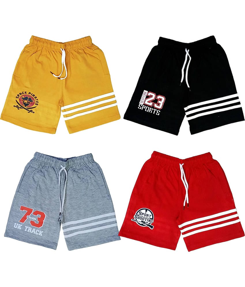 atlans Pack of 4 Cotton Blend Shorts For Boys ( Yellow )