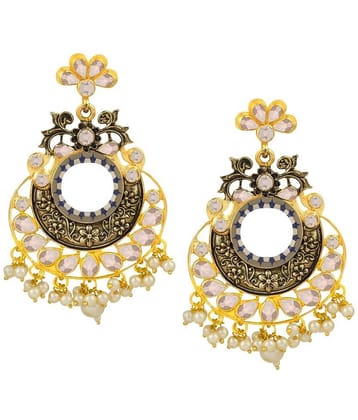 Spargz Resin Work Alloy Gold Plated AD Diamond Chandbali Earring For Women