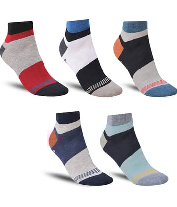 Dollar - Cotton Men's Striped Multicolor Ankle Length Socks ( Pack of 5 )