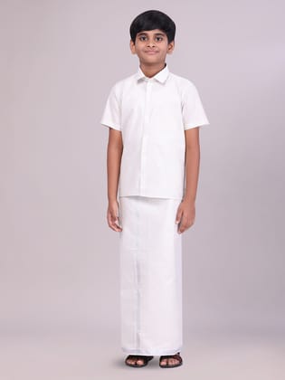 Boys Tissue Silver Colour Shirt with Dhoti Combo Ambitious Boy-Kids 01 - 02 Yrs / H/S / Silver