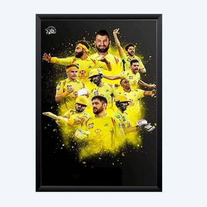 Nokkes Cricket IPL M.S Dhoni CSK Chennai Super King Team Photo Frame 8X12 Inch Size Photo Frame Photo Home Office_msd1