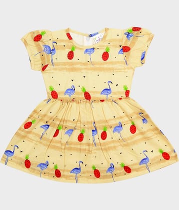 Me N My CLOSET Cotton Frock For Girls ( Pack of 1 , Yellow )