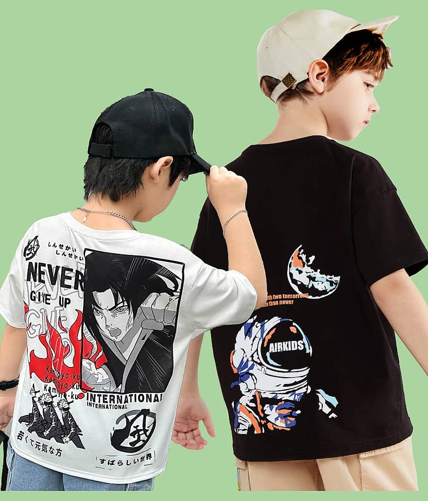 Christy World Pack of 2 Boys & Girls Cotton T-Shirt ( Multicolor )