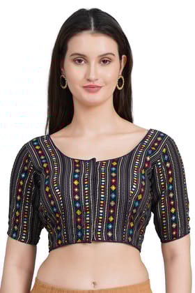 MRS RIGHT BLUE PRINTED COTTON PADDED BLOUSE FOR WOMEN AND GIRLS