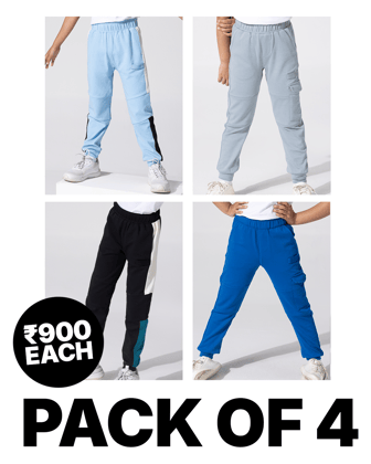 4-Pack Cool Cargo Joggers & Color Block Joggers-4-5 Y