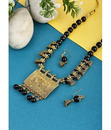 Sunhari Jewels Black Alloy Necklace Set ( Pack of 1 ) - Black