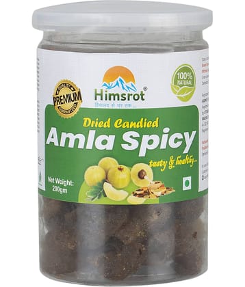 Himsrot Dried Amla Spicy Chatpata Candy India Gooseberry Nutrition Food from Himalayas 100% Natural | Chatpata Candy - 200 gms Resealable Jar
